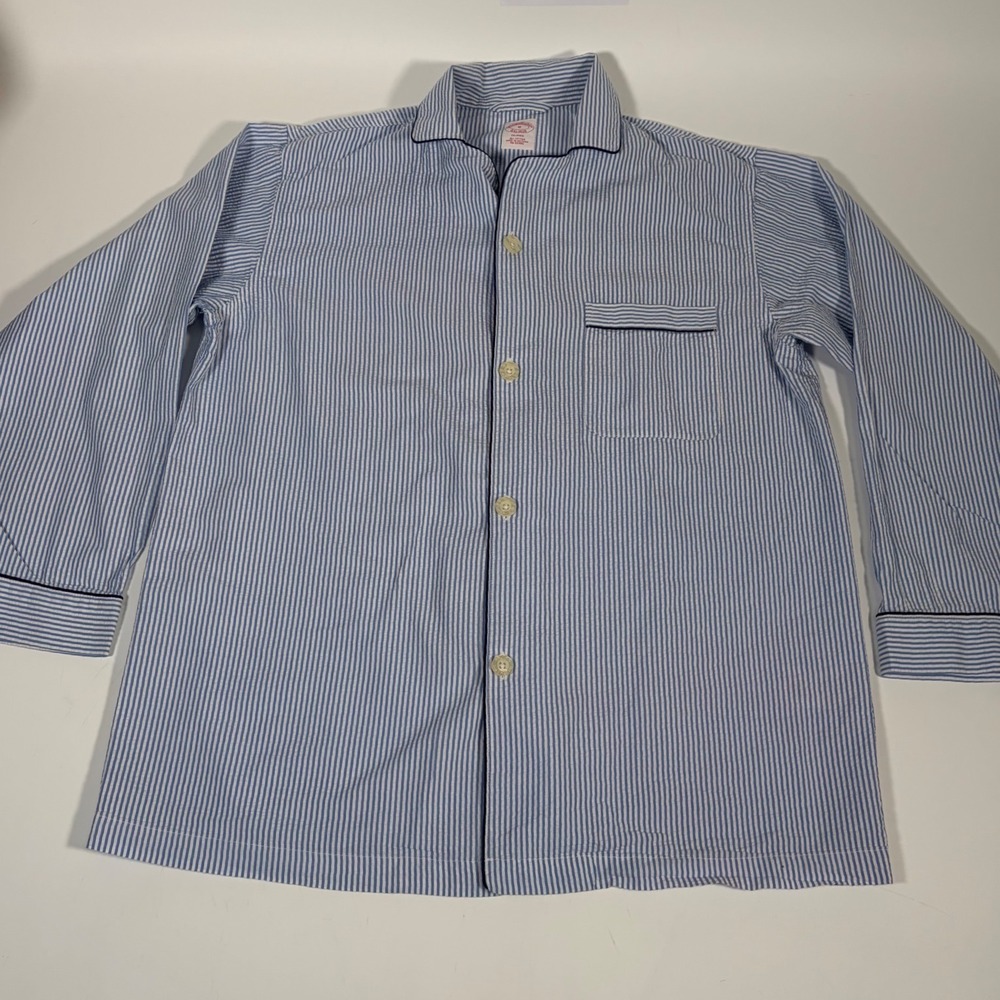 Brooks Brothers Seersucker Pajama Set Blue White Stripe Minimalist Old Money M